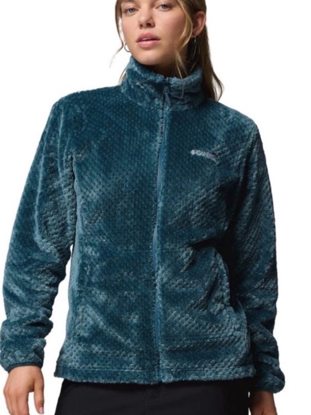 NWT Columbia Fire Side II Teal Plush Fleece Zip Jacket - Picture 3 of 3